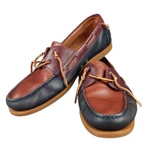 Polo Ralph Lauren Merton Mens Boat Shoes Leather‎ Brown Blue Size 12D